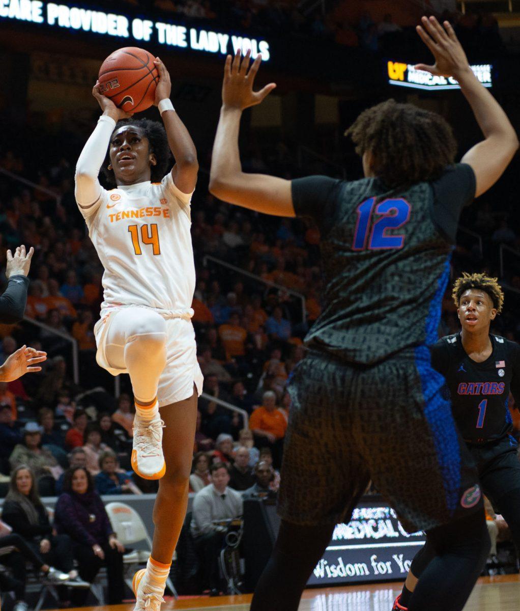 Zaay Green, #14, during game against Florida on Jan. 31, 2019 at Thompson-Boling Arena.
