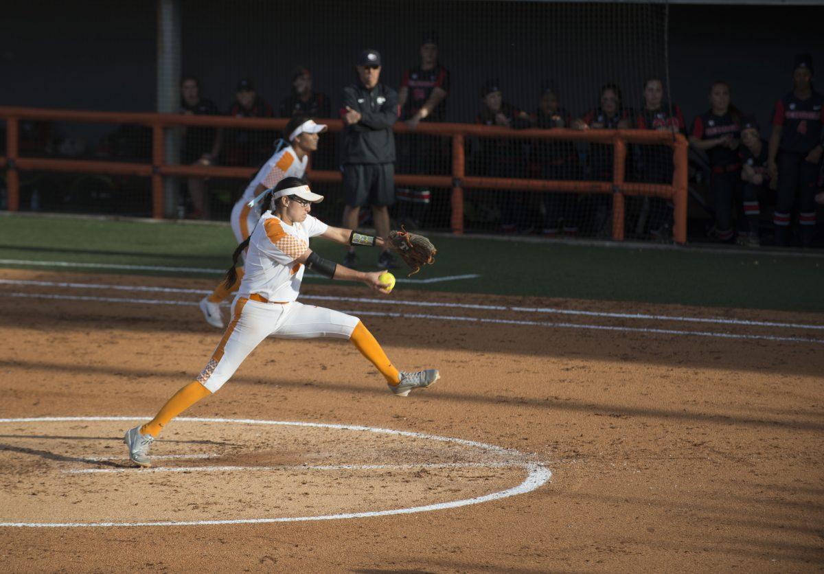 University of Tennessee Pitcher Matty Moss, #1, during Georgia game on March 31, 2018.