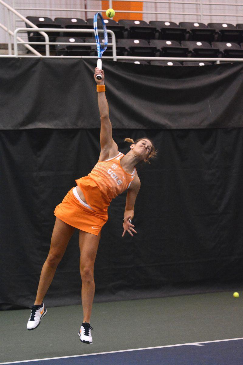 Tenika McGiffin during match against UT Martin on Feb. 24, 2019 at Good Friend Tennis Center. 