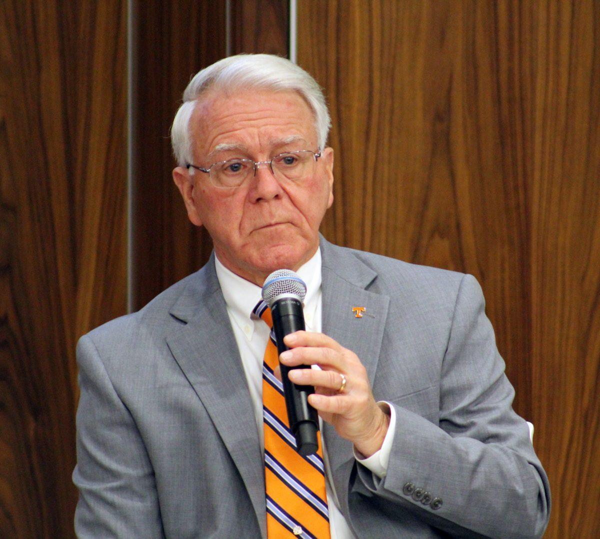 Interim Chancellor Wayne Davis during an open town hall meeting on Tuesday Feb. 26, 2019.