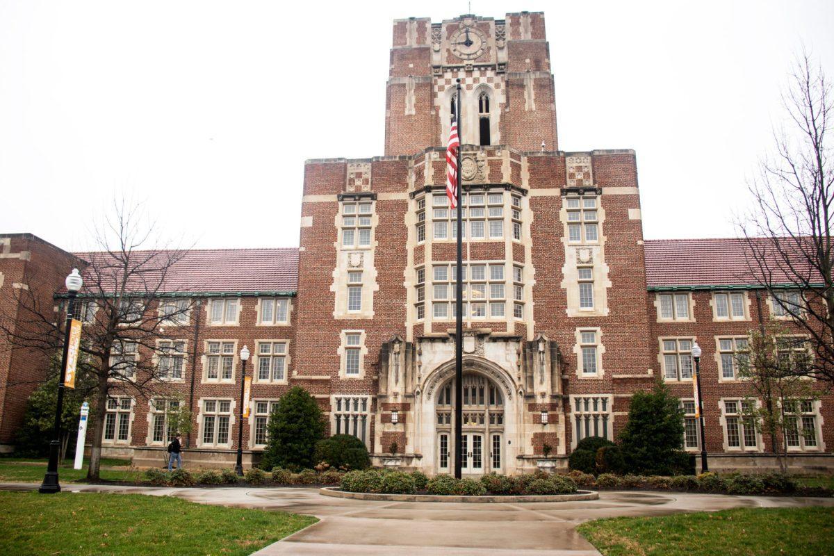 The exterior of Ayres Hall, built in 1921. 