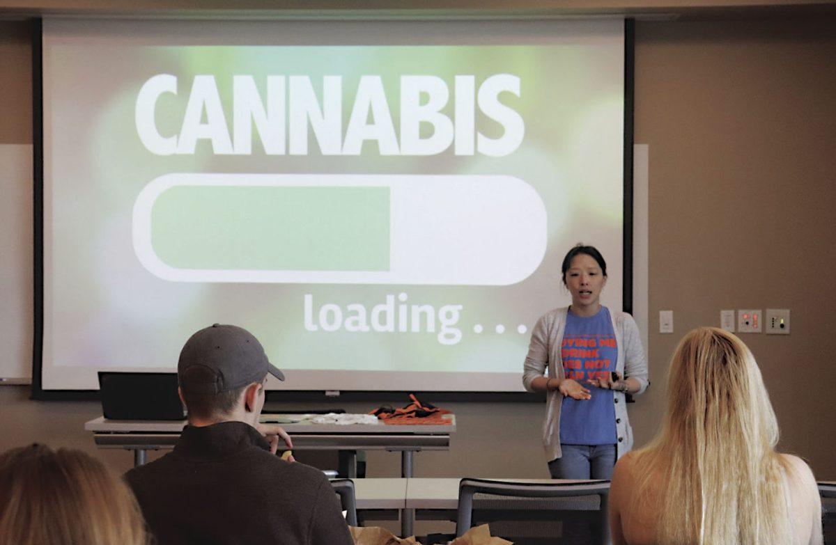 Rebecca Juarez, the wellness coordinator of alcohol and other drugs, presented on cannabis use on campus March 1, 2019.
