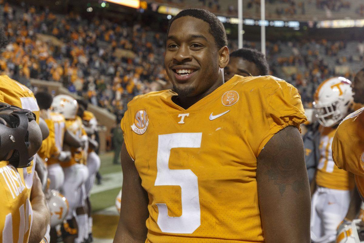 KNOXVILLE, TN - NOVEMBER 10, 2018 - Defensive lineman Kyle Phillips #5 of the Tennessee Volunteers during the game between the Kentucky Wildcats and the Tennessee Volunteers at Neyland Stadium in Knoxville, TN. Photo By Maury Neipris/Tennessee Athletics