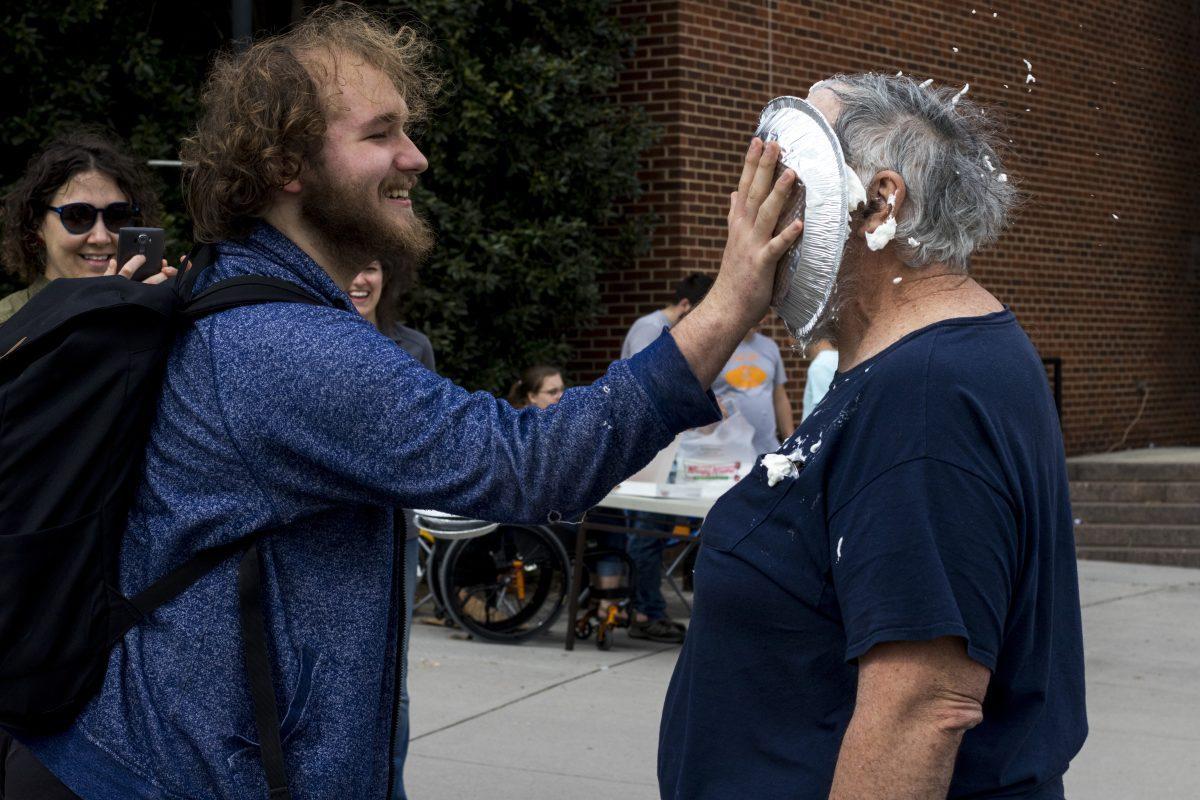 The Engineering honor society, Tau Beta Pi, hosted “Pi(e) Your Professor” at the Engineering Quad near Ferris Hall.