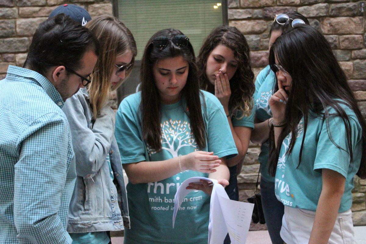 Members of Thrive reacting to the results of the SGA elections on Wednesday April 17, 2019 at The Standard Courtyard. 
