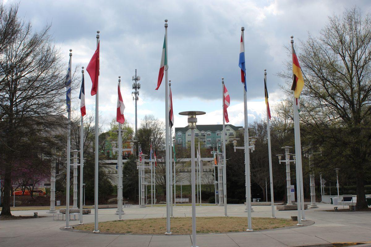 Knoxville's famous World's Fair Park flags.