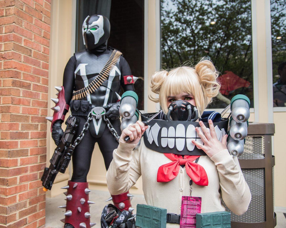 Cosplayers dressed as characters from the anime "My Hero Academia" pose at the Middle Tennessee Anime Convention on Saturday, April 20, 2019 in Nashville, TN. 