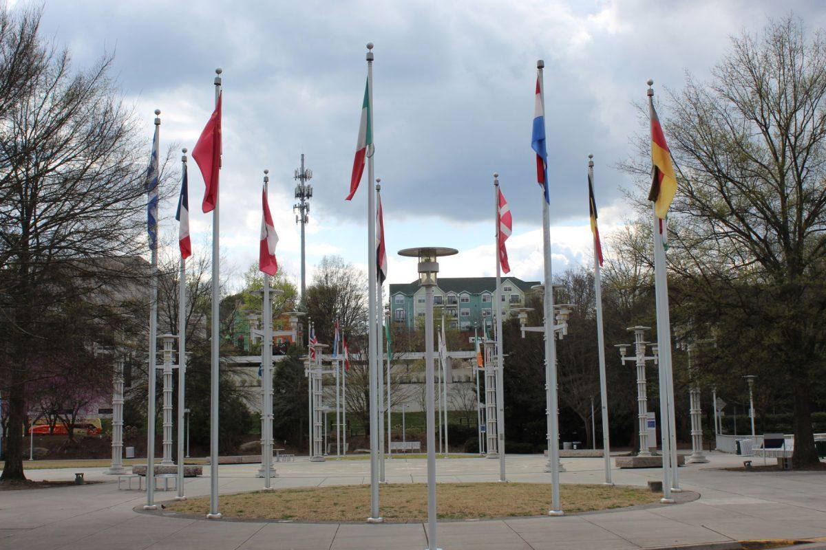 Knoxville's famous World's Fair Park flags.