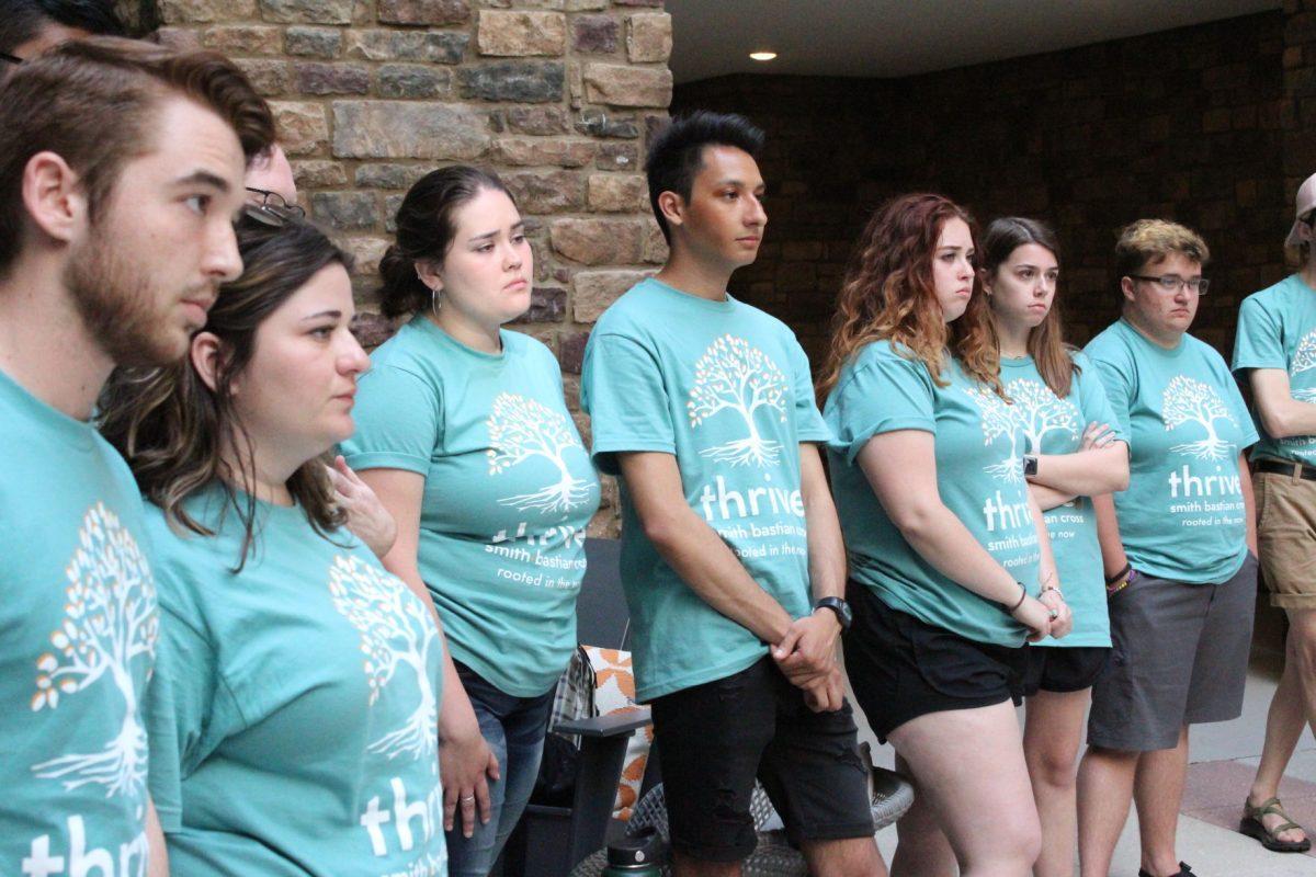 Members of Thrive reacting to the results of the SGA elections on Wednesday April 17, 2019 at The Standard Courtyard. 