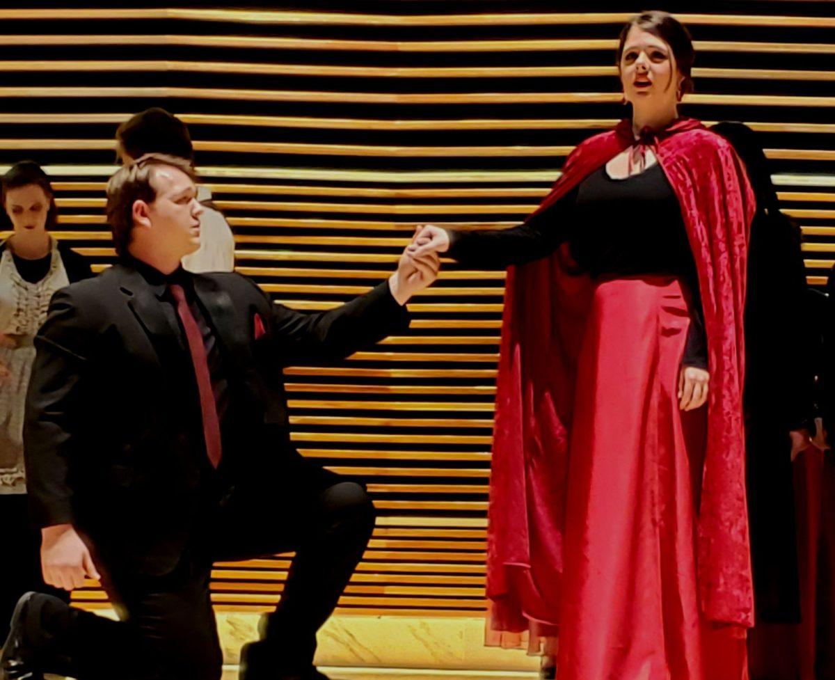 Collin Kasefang (left) and Ashlee King (right) are members of UT's student opera organization VolOpera. The undergraduate students of VolOpera performed the centuries-old opera "The Marriage of Figaro."