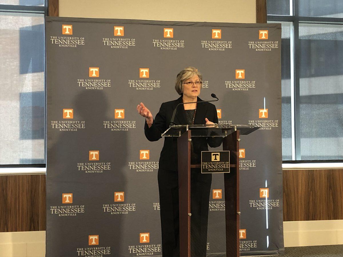 Lisa Driscoll shared insight into Tennessee Promise research at a news conference Tuesday, April 2. 