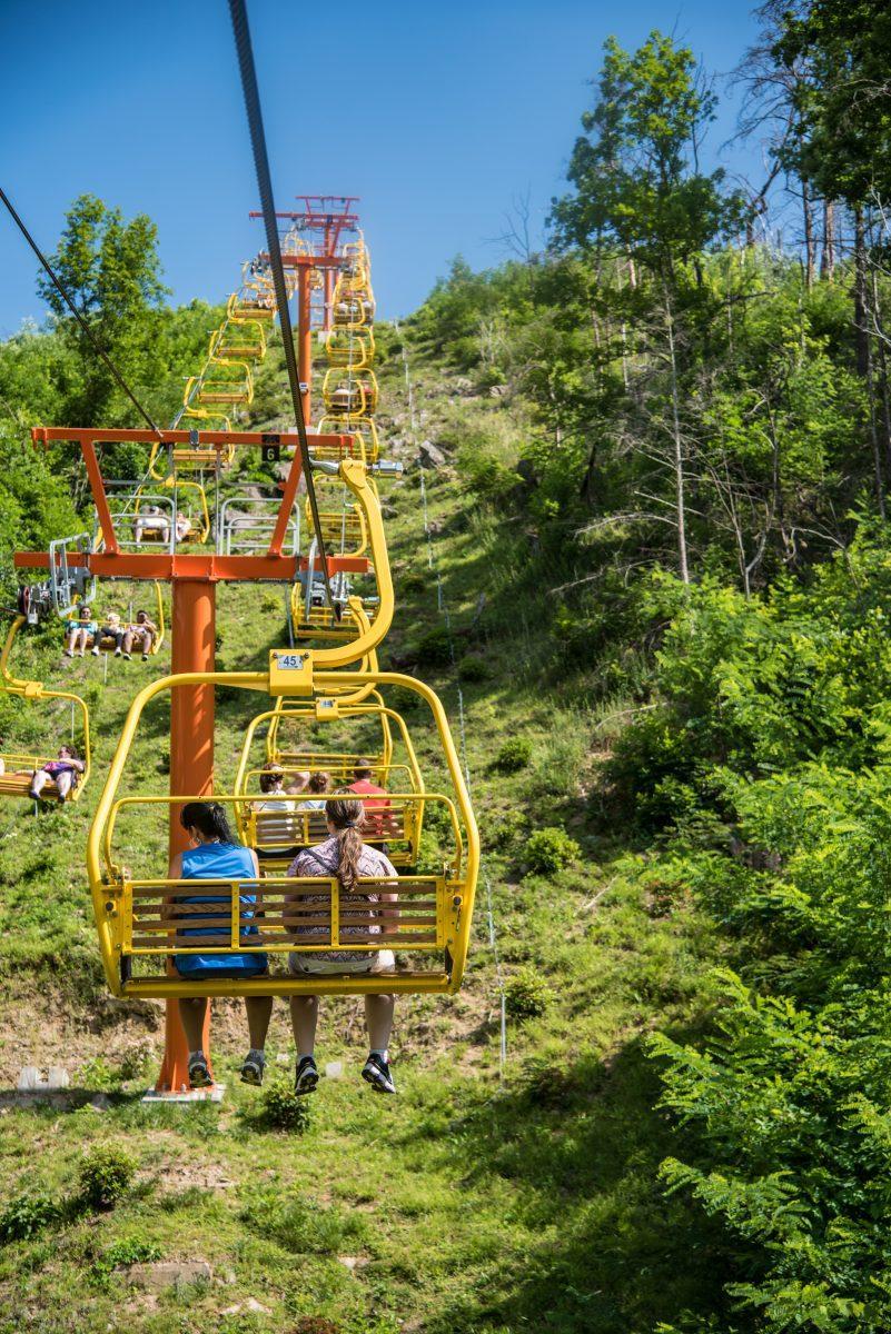 The ski lift that leads to the newly opened "SkyBridge," on Tuesday, May 28, 2019.