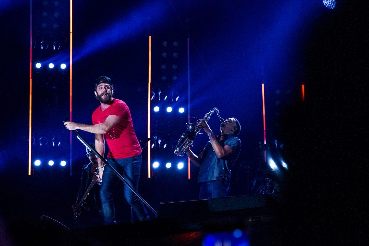 Thomas Rhett performs at Nissan Stadium in Nashville for night two of CMA Fest. 