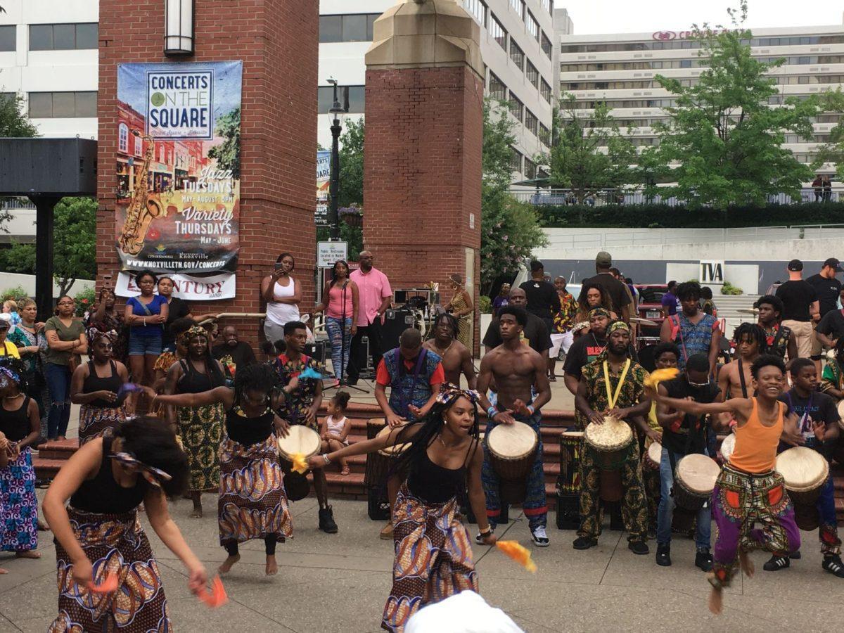 The older members of Watoto perform a dance, with music by Indigenous Vibes.