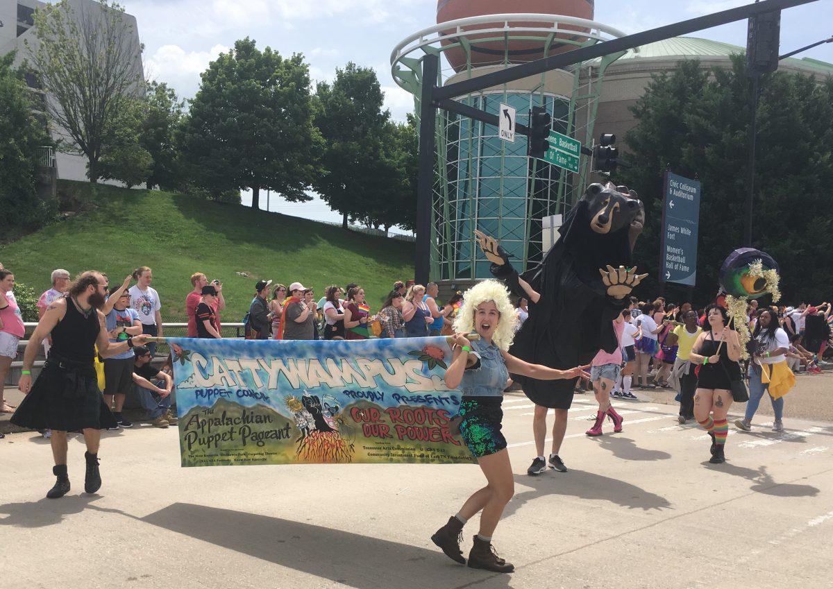 Many organizations supporting LGBTQ+ youth attended the parade, including the Cattywampus Puppet Council. 
