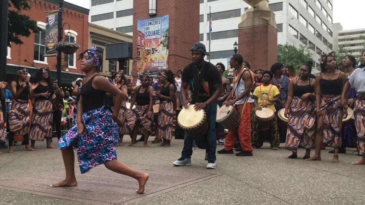 Youth dancers from the Watoto troupe perform alongside Indigenous Vibes. 