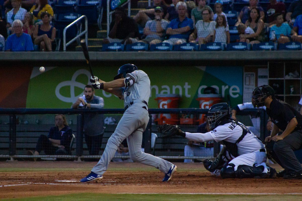 The Pensacola Blue Wahoos play a game against the Biloxi Shuckers in Pensacola, Florida on June 26, 2019.
