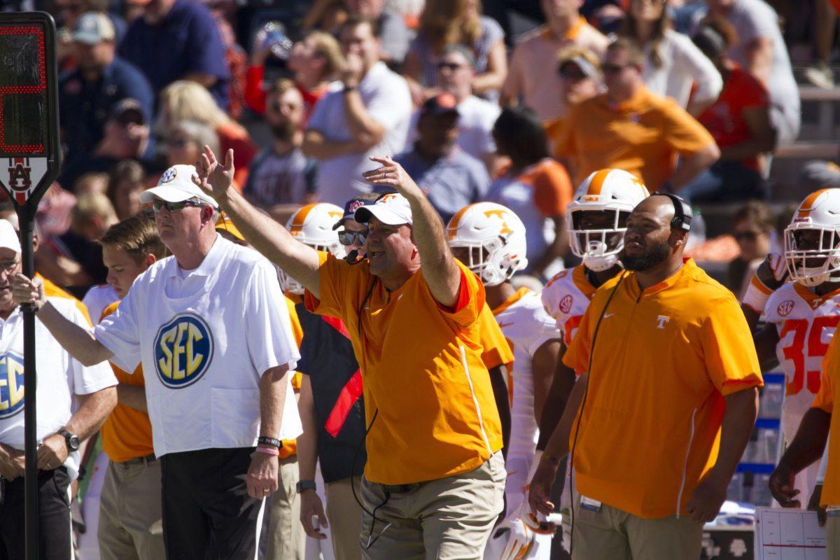 Jeremy Pruitt during game against Auburn on Oct. 13, 2018 at Jordan-Hare Stadium.