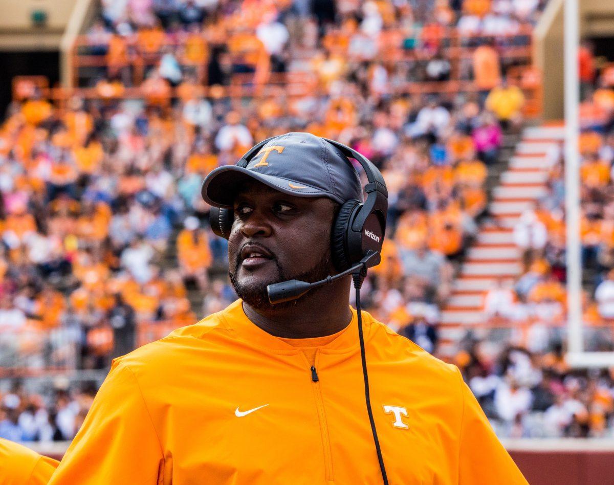 Associate head coach, Tee Martin during the Orange and White game on Saturday April 13, 2019 at Neyland Stadium.