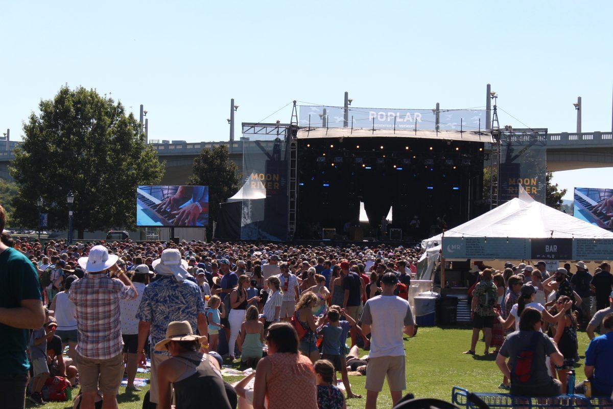 Crowds gather at the Poplar Stage during the Moon River Festival on Saturday, September 7, 2019. 