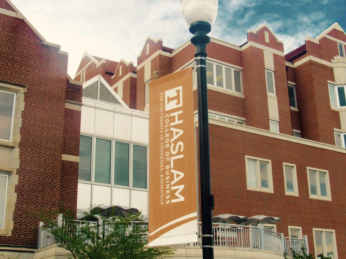 Haslam Business Building has numerous places for students to find a place to study and work despite a bit of background noise. 