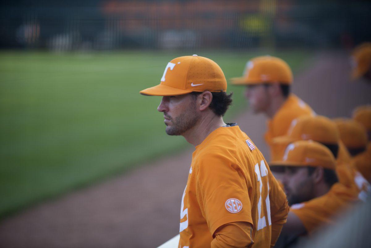 Tennessee head baseball coach Tony Vitello,#22, on April 4, 2018.
