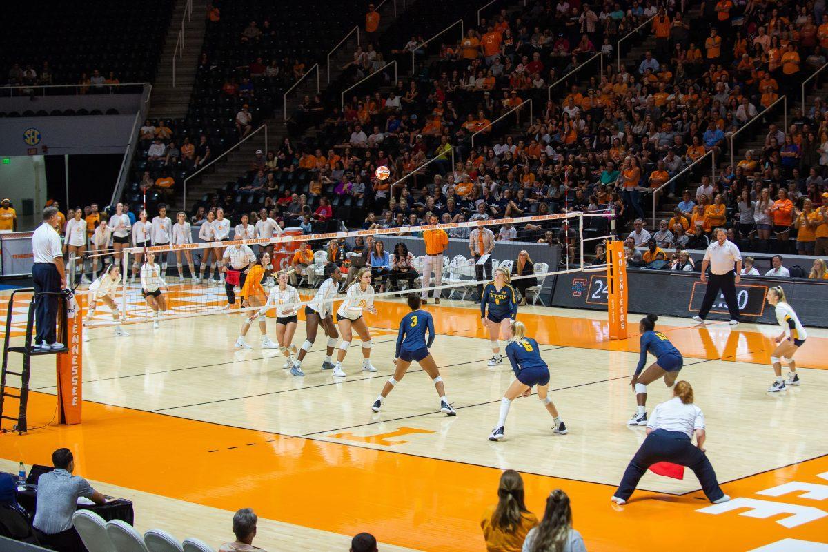 The Lady Vols open the Tennessee Classic at home with a clean sweep victory over the ETSU Buccaneers on September 20, 2019. 