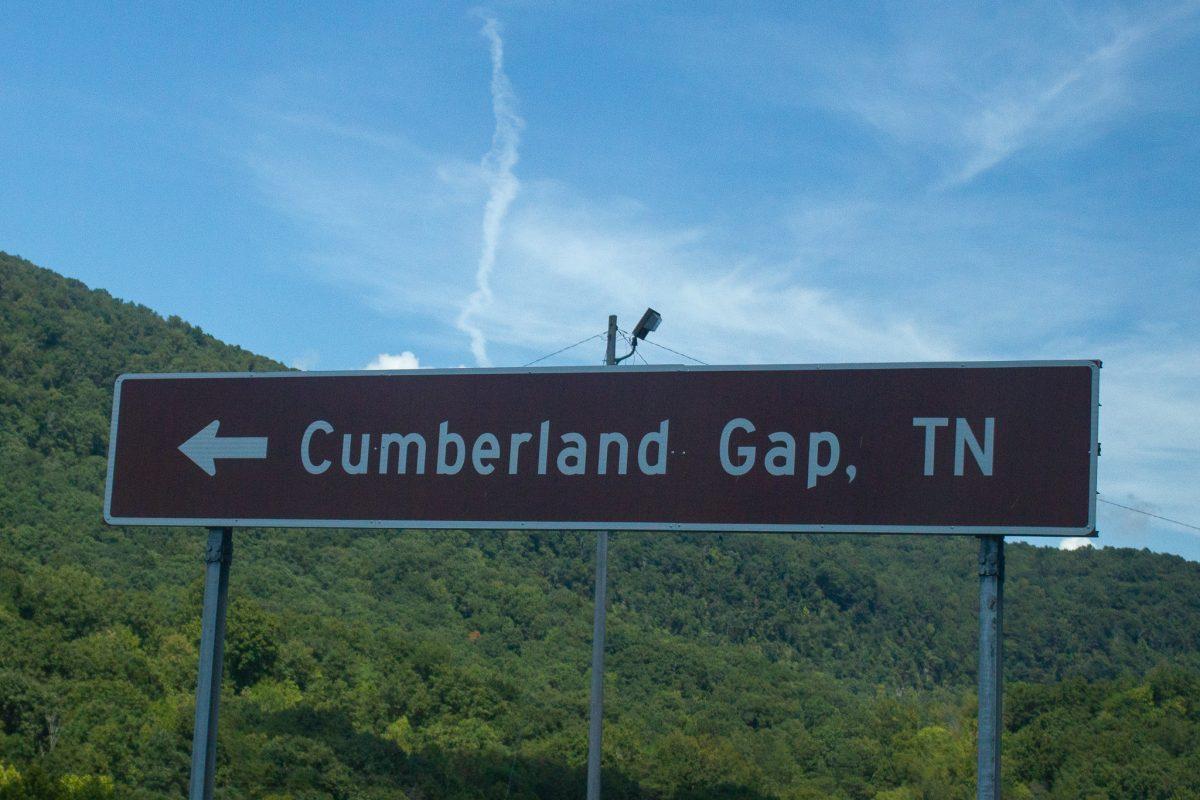 The sign pointing travelers to the historic town of Cumberland Gap, TN. Saturday, March 8, 2025.