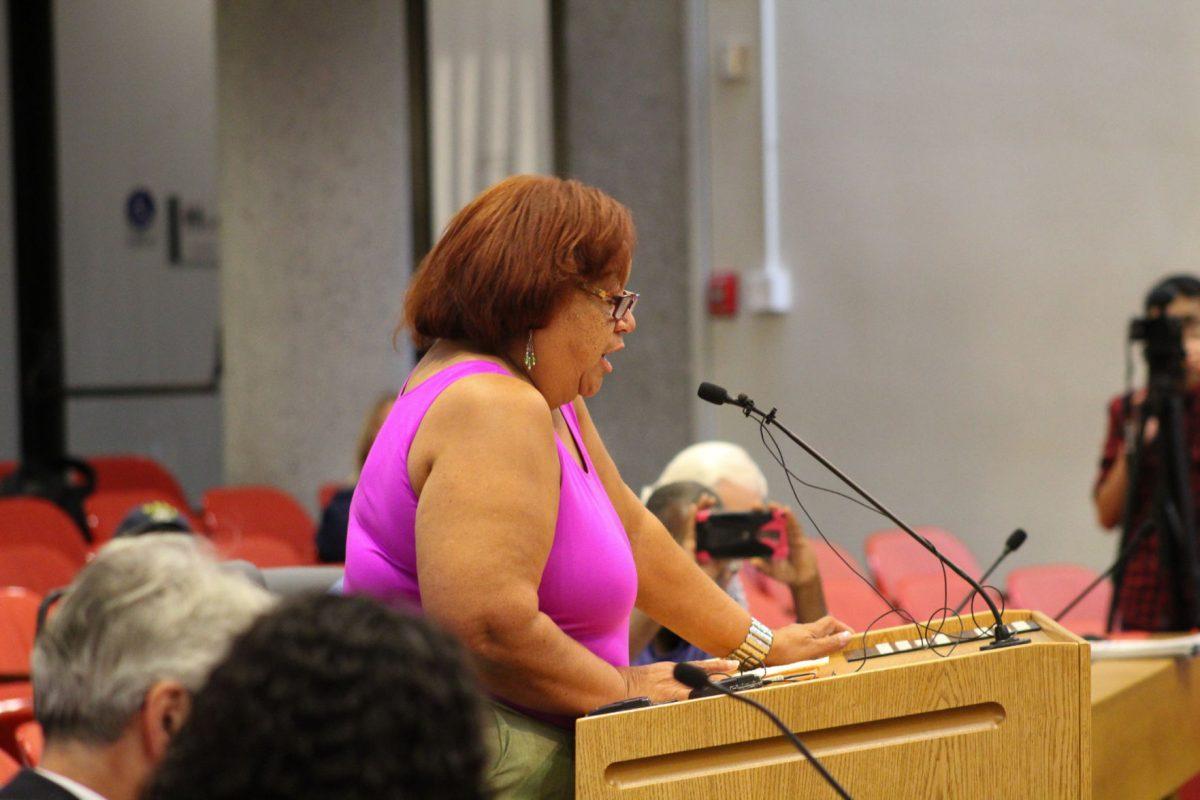 Members of the community speak up about the gun violence in the area and local gun shows at the City Council meeting on Tuesday, September 24, 2019.