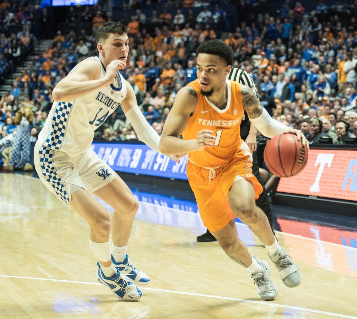 #1, Lamonte Turner attempts a play during the the SEC Tournament game against the University of Kentucky at the Bridgestone Arena on Saturday March 16, 2019. 