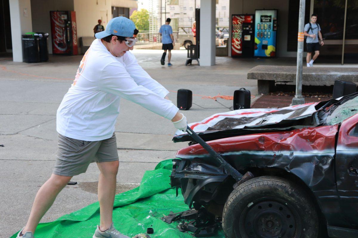 Students donated a dollar to smash a car representing Georgia to URHC on Friday, October 4, 2019 at Presidential Court.
 