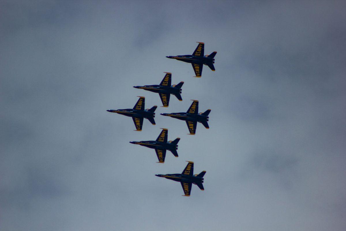 The U.S. Navy Blue Angels hold several practices over the summer and fall months in Pensacola, Florida. Many of these practices can be seen from Pensacola Beach and Fort Pickens State Park, Florida.
