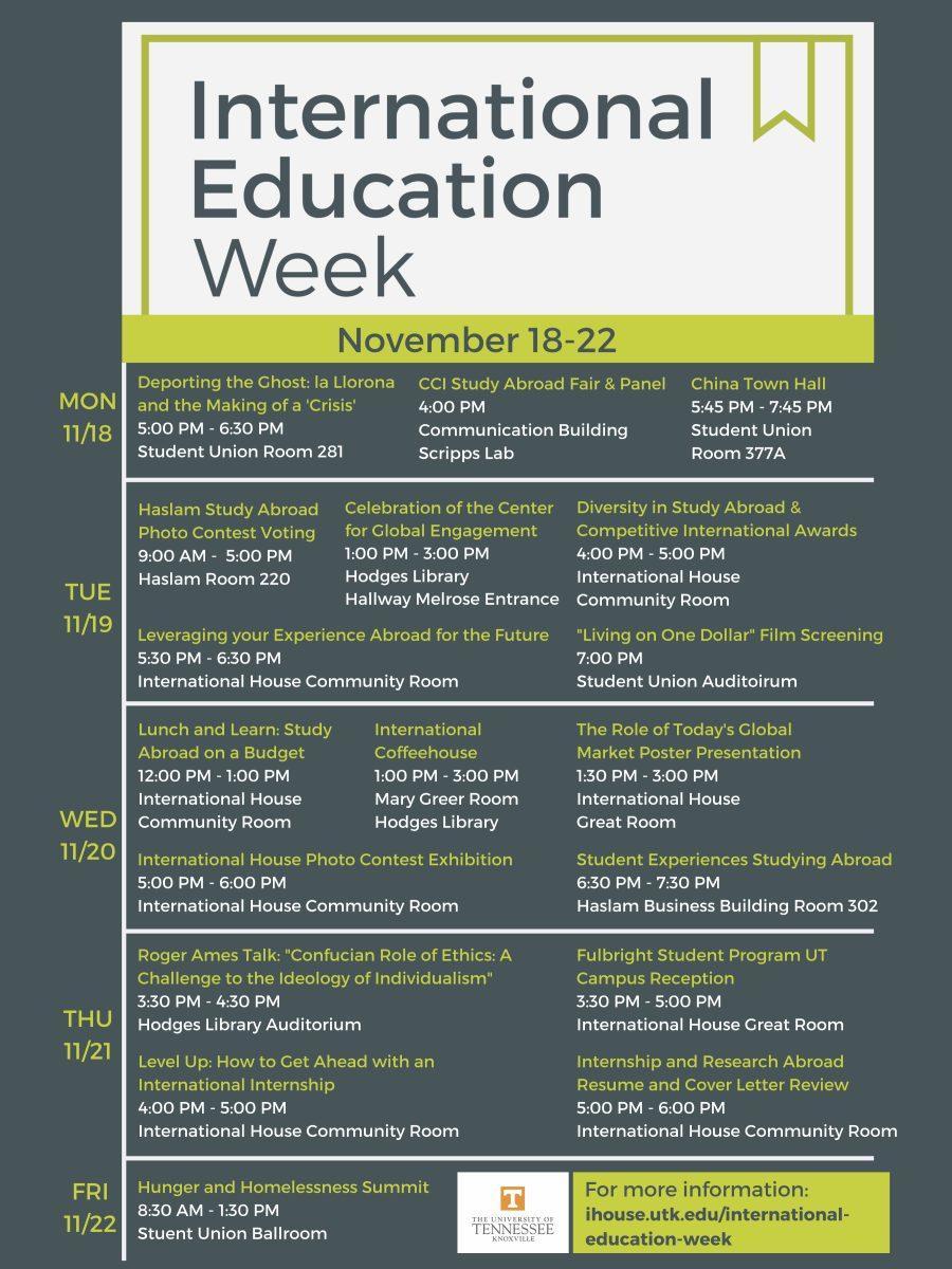 The itinerary for International Education Week.