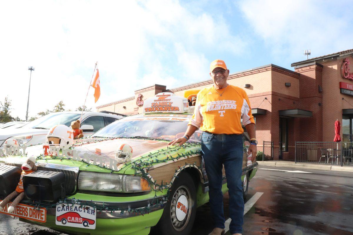 The Truckster, Coach Dave Moore's ambassador of Tennessee hospitality, boasts not only Volunteer merchandise, but also serves as a personal reflection of Moore's charitable personality.