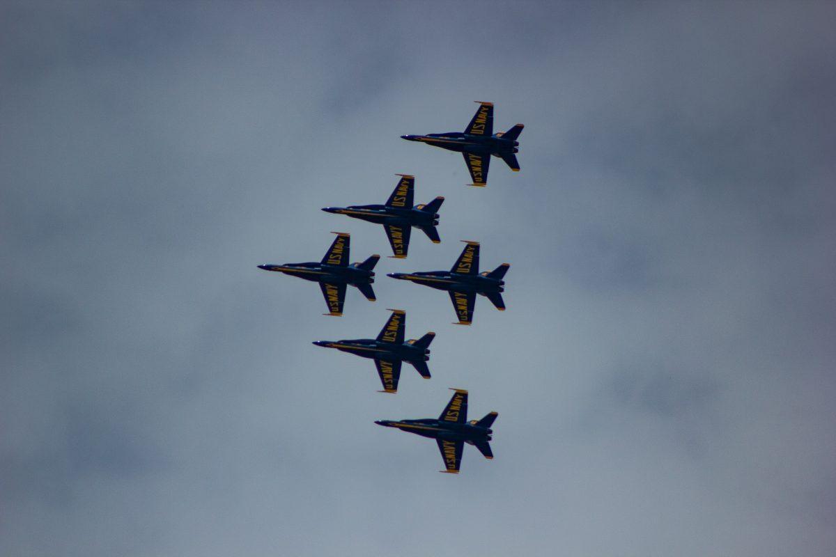 The U.S. Navy Blue Angels hold several practices over the summer and fall months in Pensacola, Florida. Many of these practices can be seen from Pensacola Beach and Fort Pickens State Park, Florida.