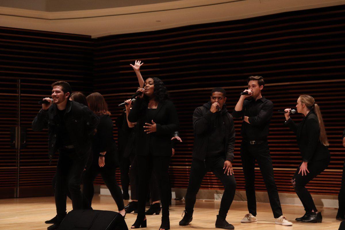 The UT singers exhibit their vocal talents during a Homecoming Concert in the Haslam Music Center on Friday, November 1, 2019.