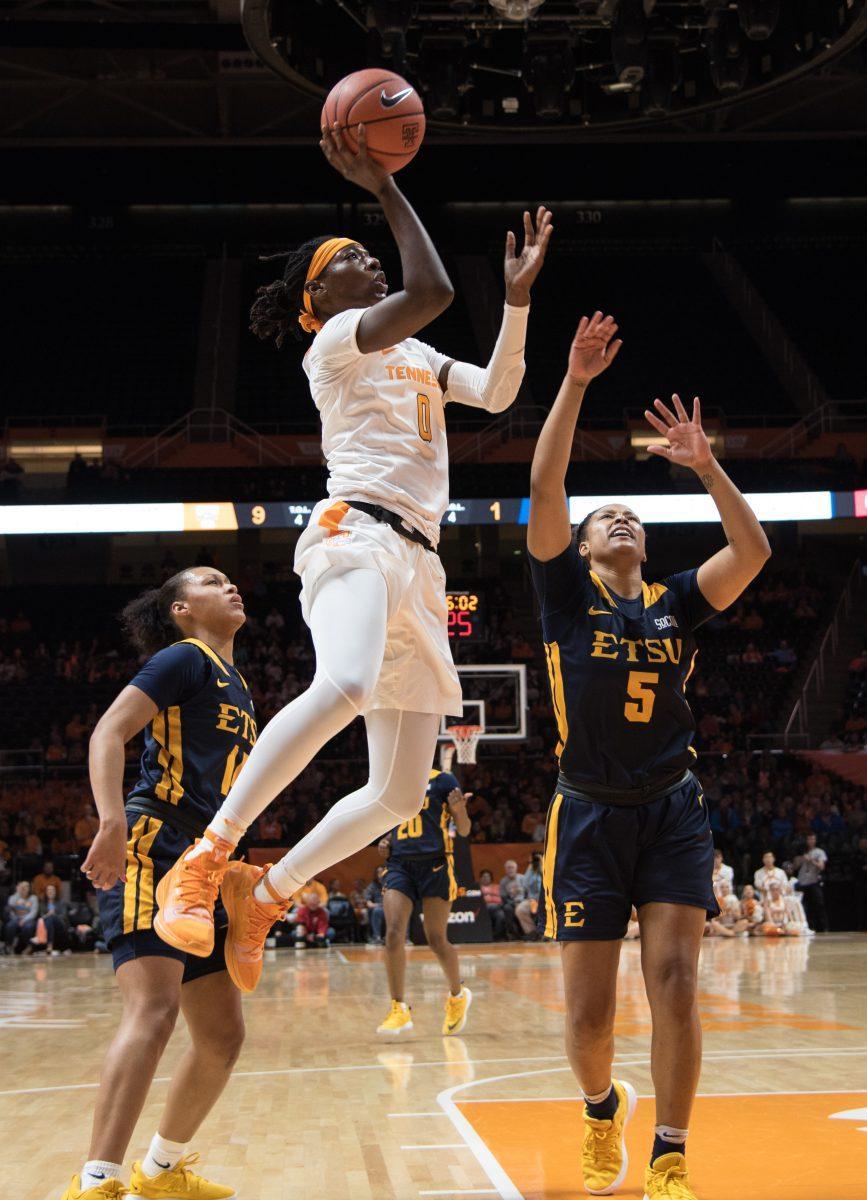 Rennia Davis, #0, during game against ETSU on Dec. 21, 2018 at Thompson-Boling Arena.