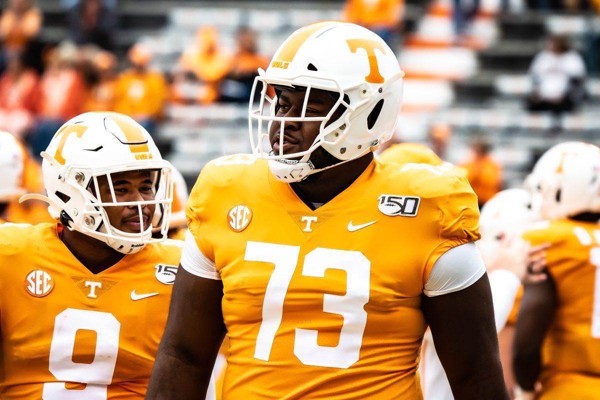 Trey Smith, #73, is one of 20 semifinalists for the Jason Witten Collegiate Man of the Year Award. 