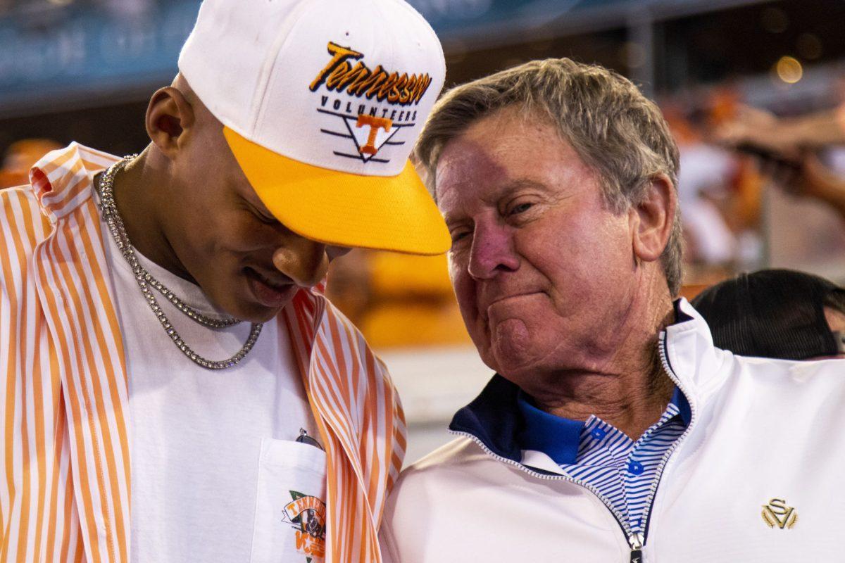 Josh Dobbs and Steve Spurrier pregame of the Tax Slayer Bowl, on Thursday, January 2, 2020.