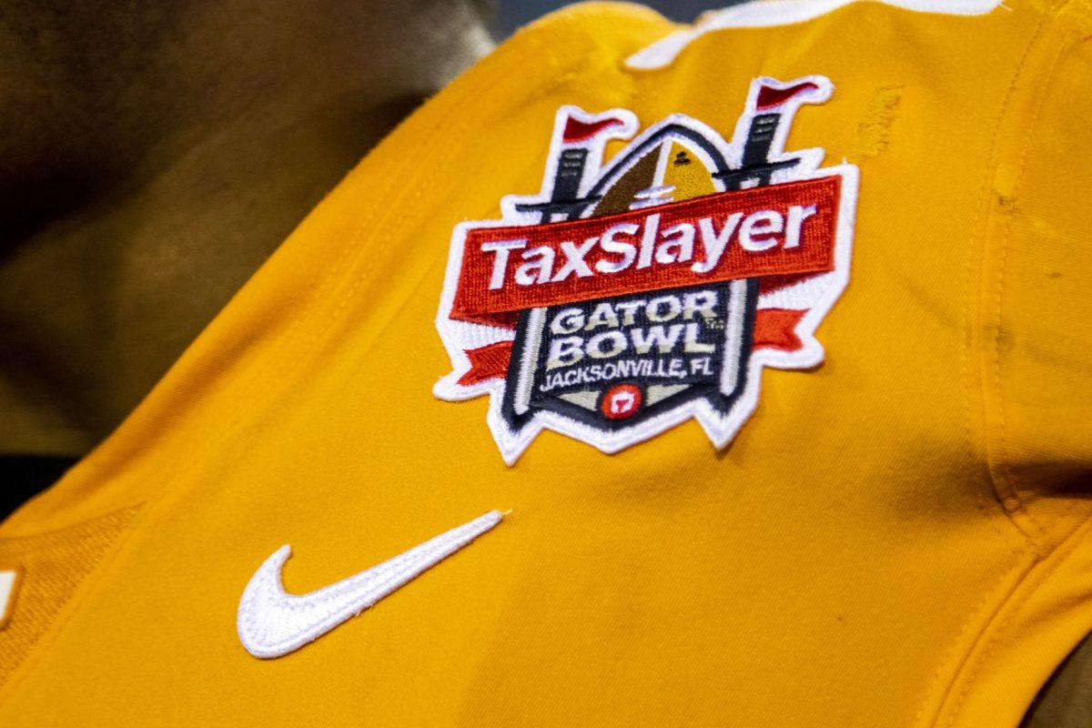 Tax Slayer Gator Bowl uniform patch worn by Tennessee player on Thursday, January 2, 2020.