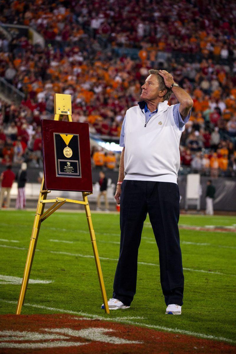 Steve Spurrier honored by the Gator Bowl on Thursday, January 2, 2020.