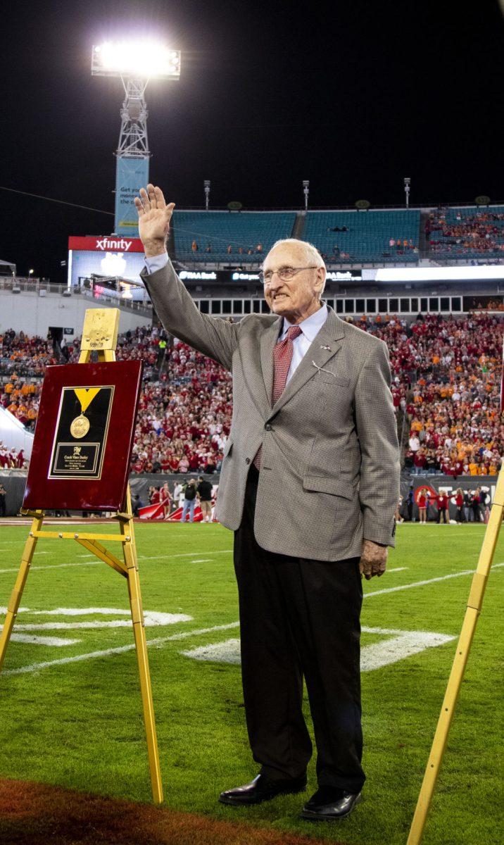 Coach Vince Dooley honored by the gator bowl on Thursday, January 2, 2020.