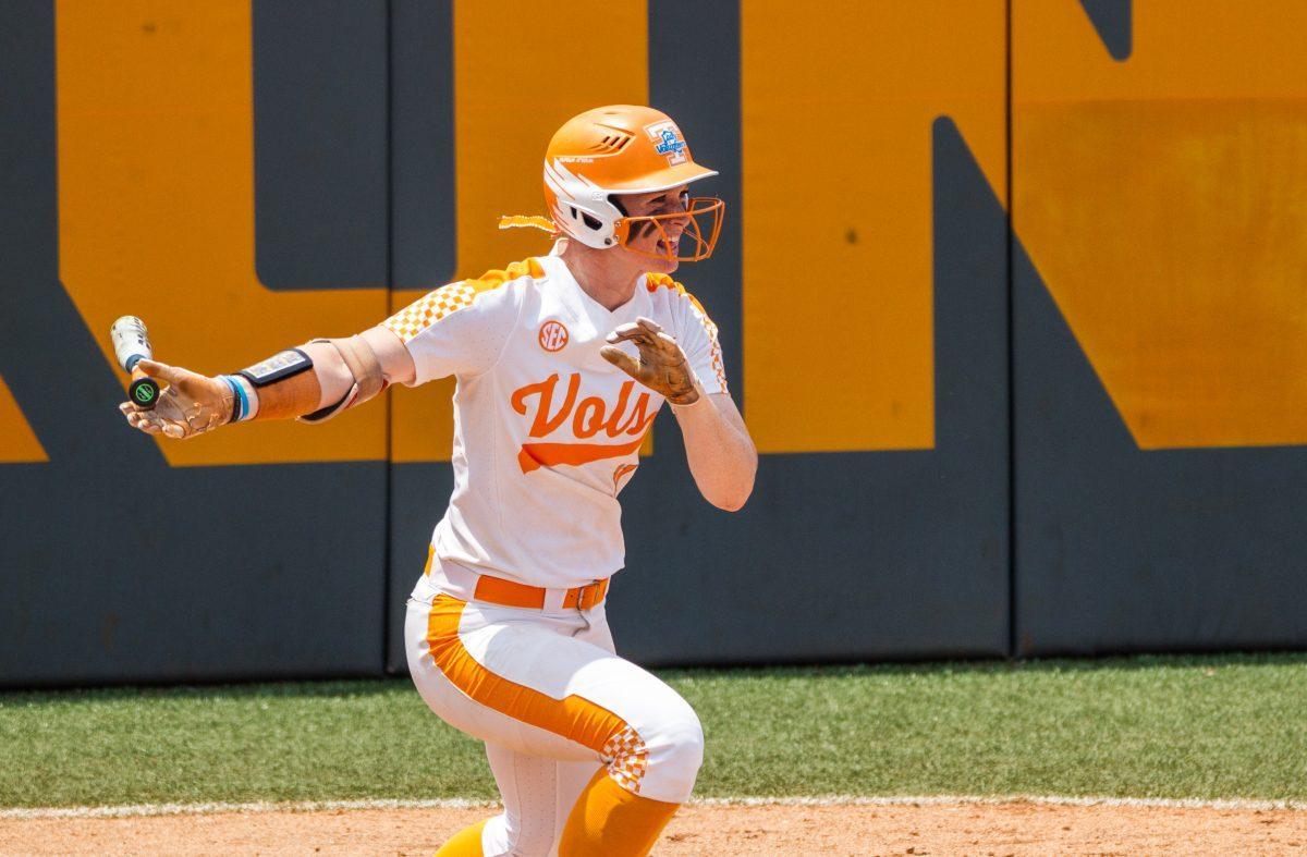 #11, Haley Bearden after hitting the ball during the NCAA Regional Final against the University of North Carolina on Sunday, May 19, 2019.