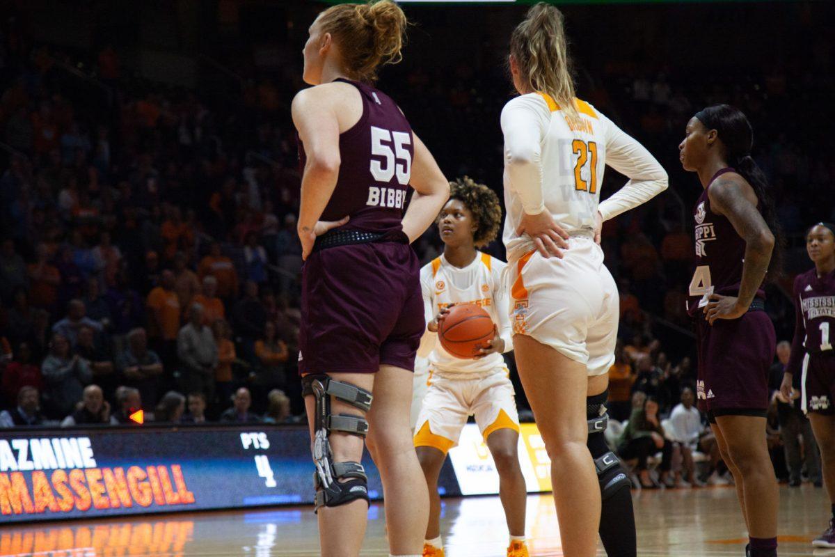 Jazmine Massengill, #13, gets ready to shoot a free-throw during the game against Mississippi State on Thursday, February 6, 2020 at Thompson-Boling Arena.