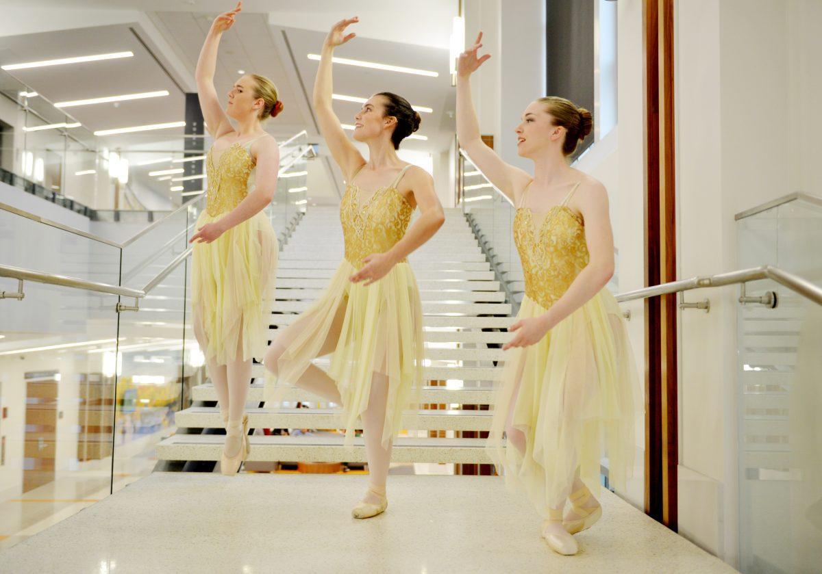 Members of VOLS En Pointe pose in the Student Union on Tuesday, March 10, 2020.
