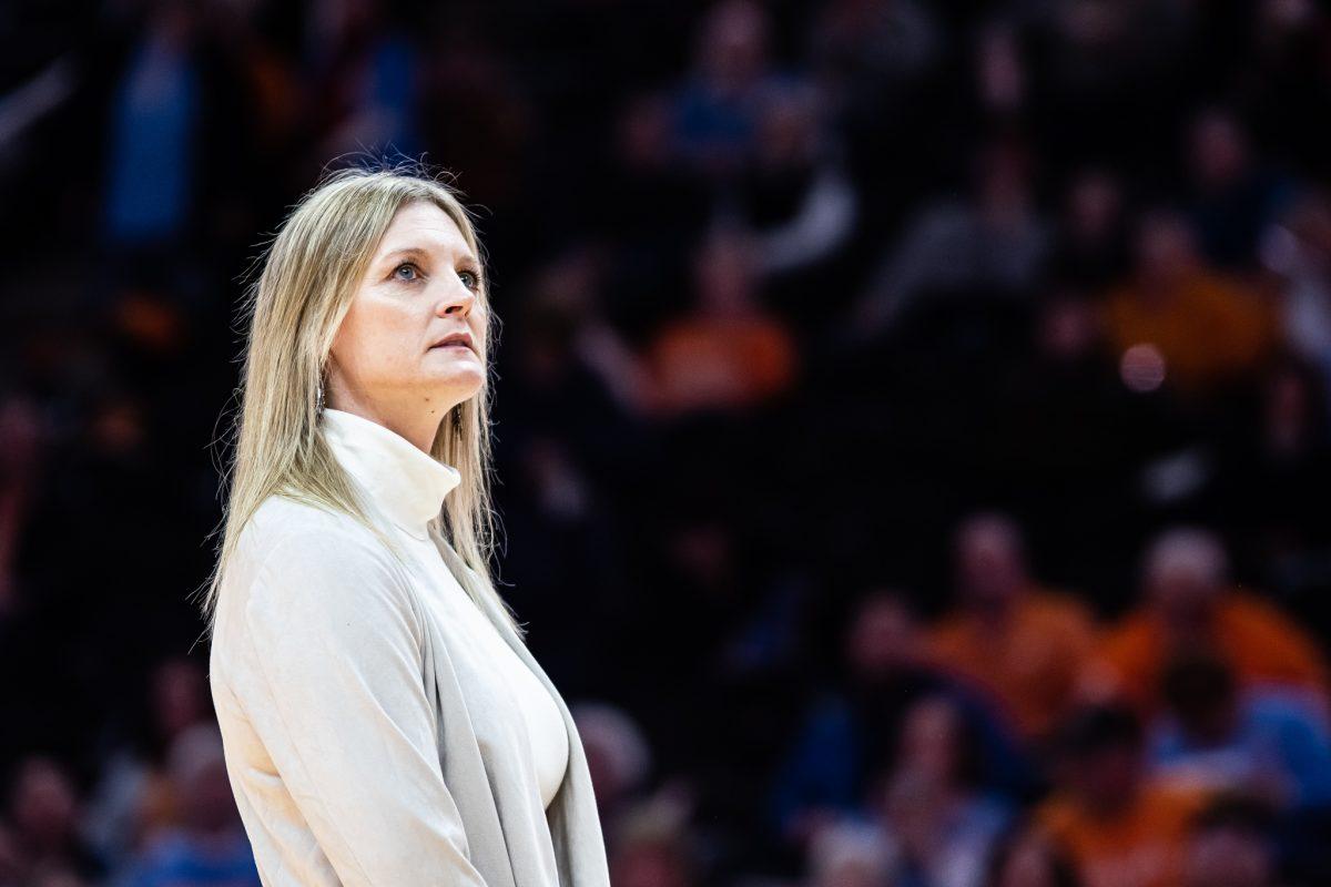 Coach Harper during the game against Ole Miss on February 27, 2020 in Thompson-Boling Arena.