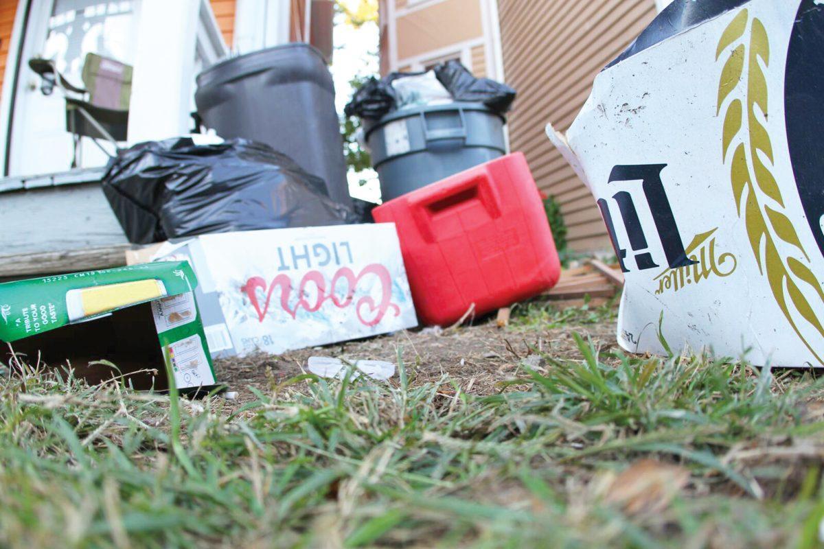 A trash bin in Fort Sanders. With a relatively high student population, the area has trouble keeping up with a consistent litter problem. 