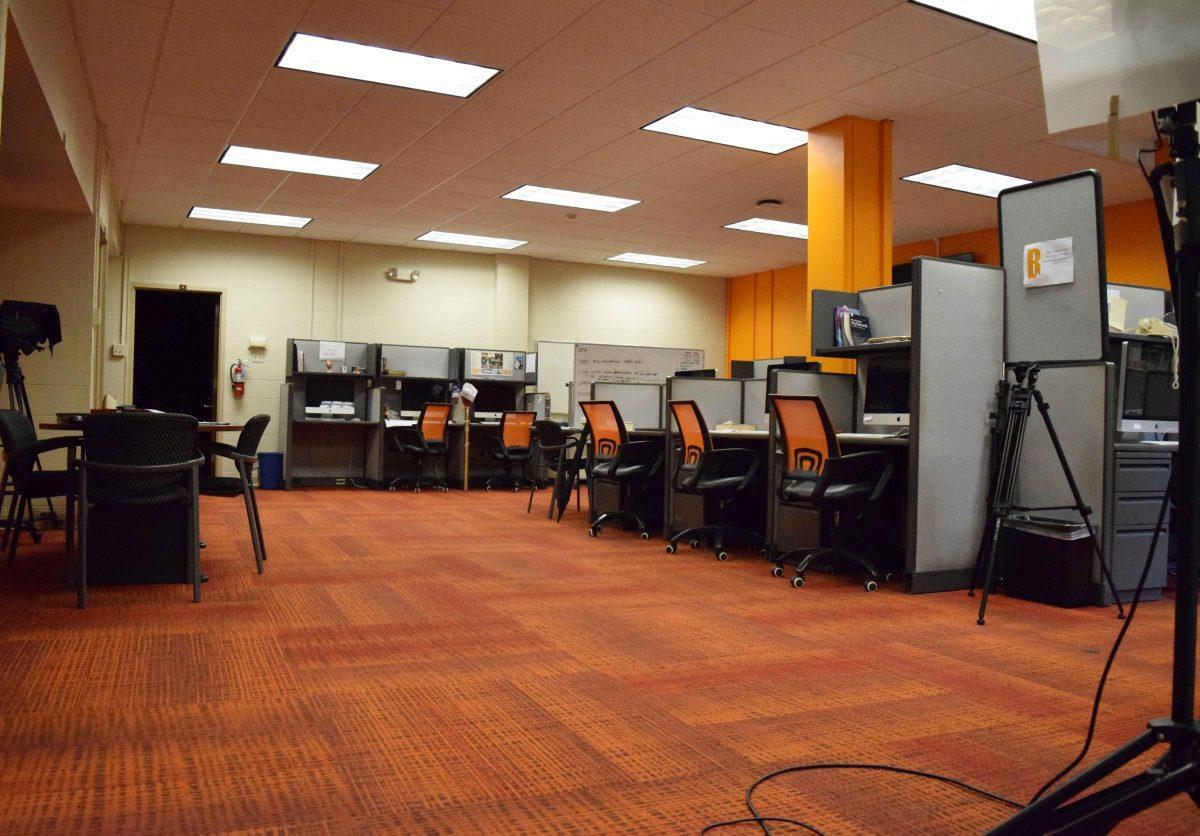 The Daily Beacon newsroom located within the Communications Building on the University of Tennessee Knoxville's campus remains empty as the student news organization, along with the rest of the university, has moved operations online.