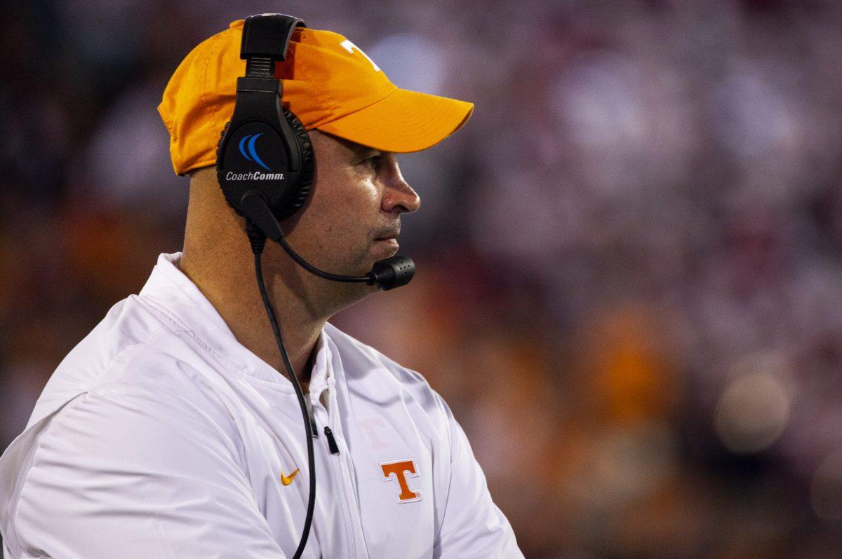 Head coach Jeremy Pruitt for the Tennessee volunteers facing Indiana in the 2020 Tax Slayer Bowl.