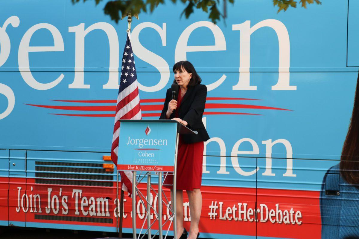 Jo Jorgensen speaks at her rally on Monday, October 19th, 2020.